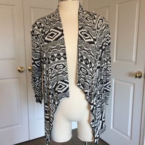 Aztec print waterfall open front cardigan